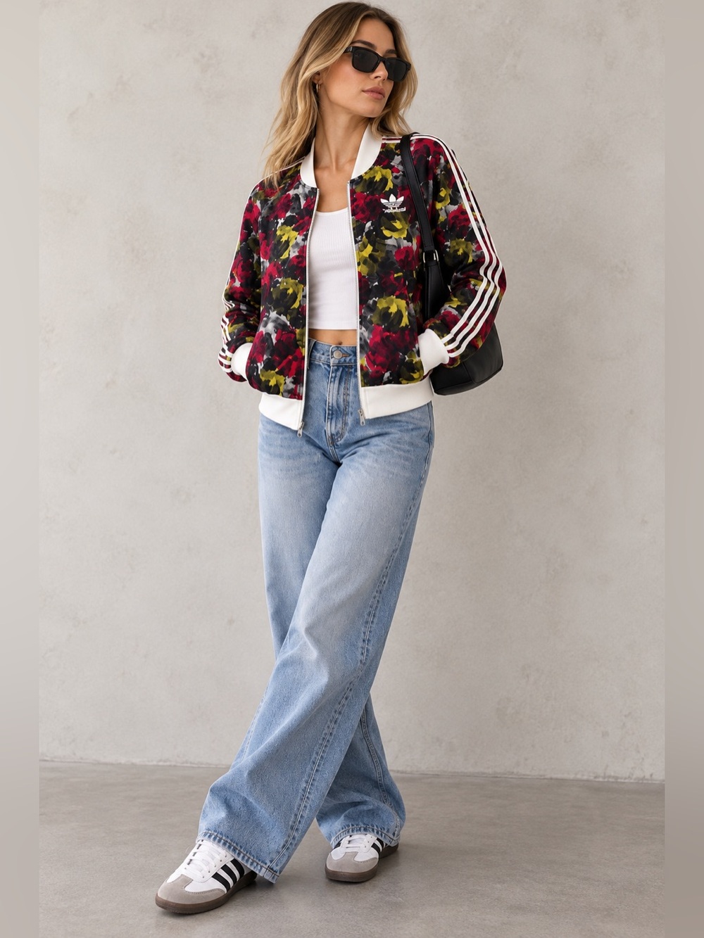 Rare Adidas Originals Reversible Floral Bomber Jacket Y2K V32894